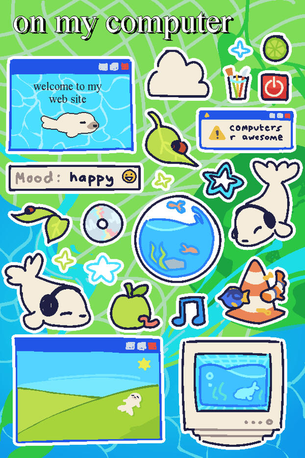 Fruitiger Aero sticker sheet